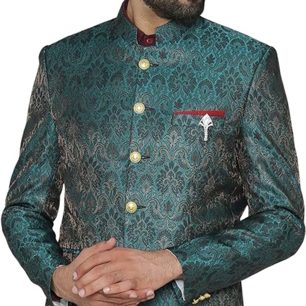 Elegant Teal Nehru Jacket